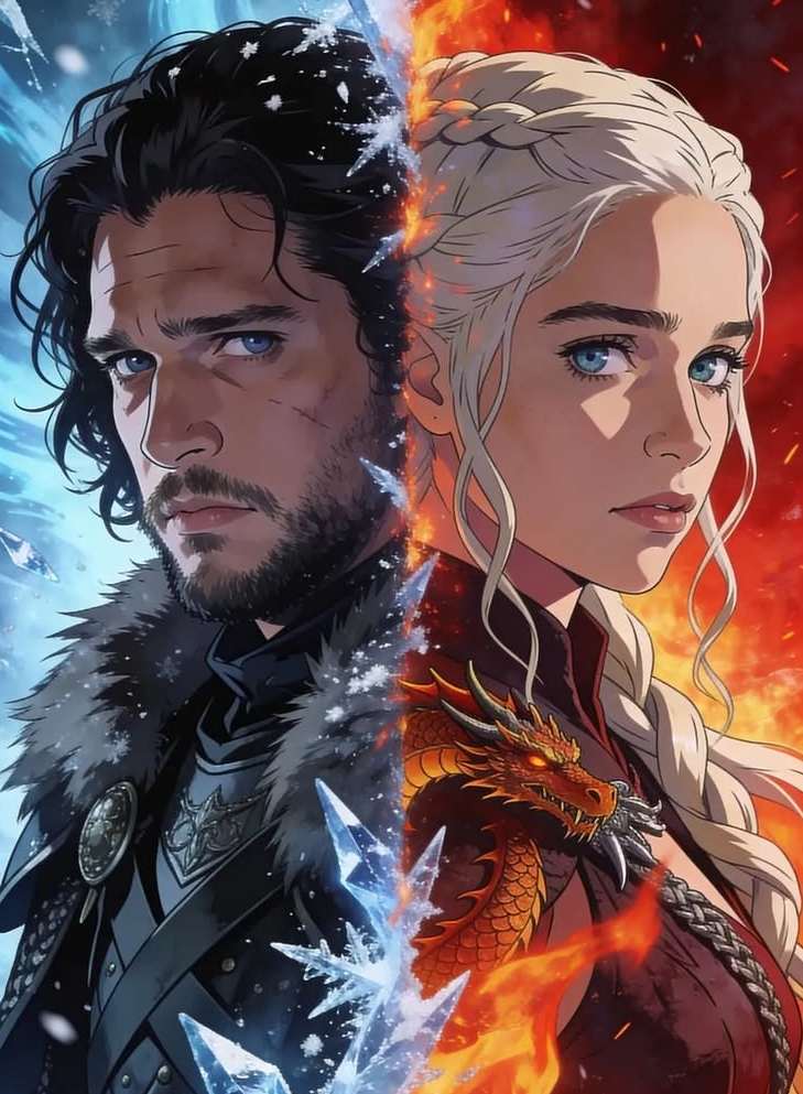 Daenerys Targaryen y Jon Snow 15x20 cm